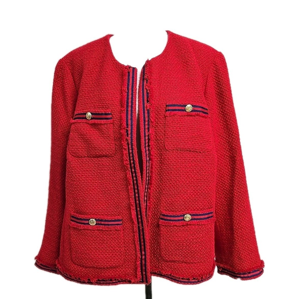 Talbots Contrast Tweed Jacket Blazer Red Women's Plus Size 24W/3X NWT